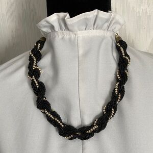 Elegant Black and Gold-tone Beaded Necklace